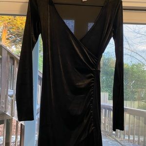 Black velvet mini dress